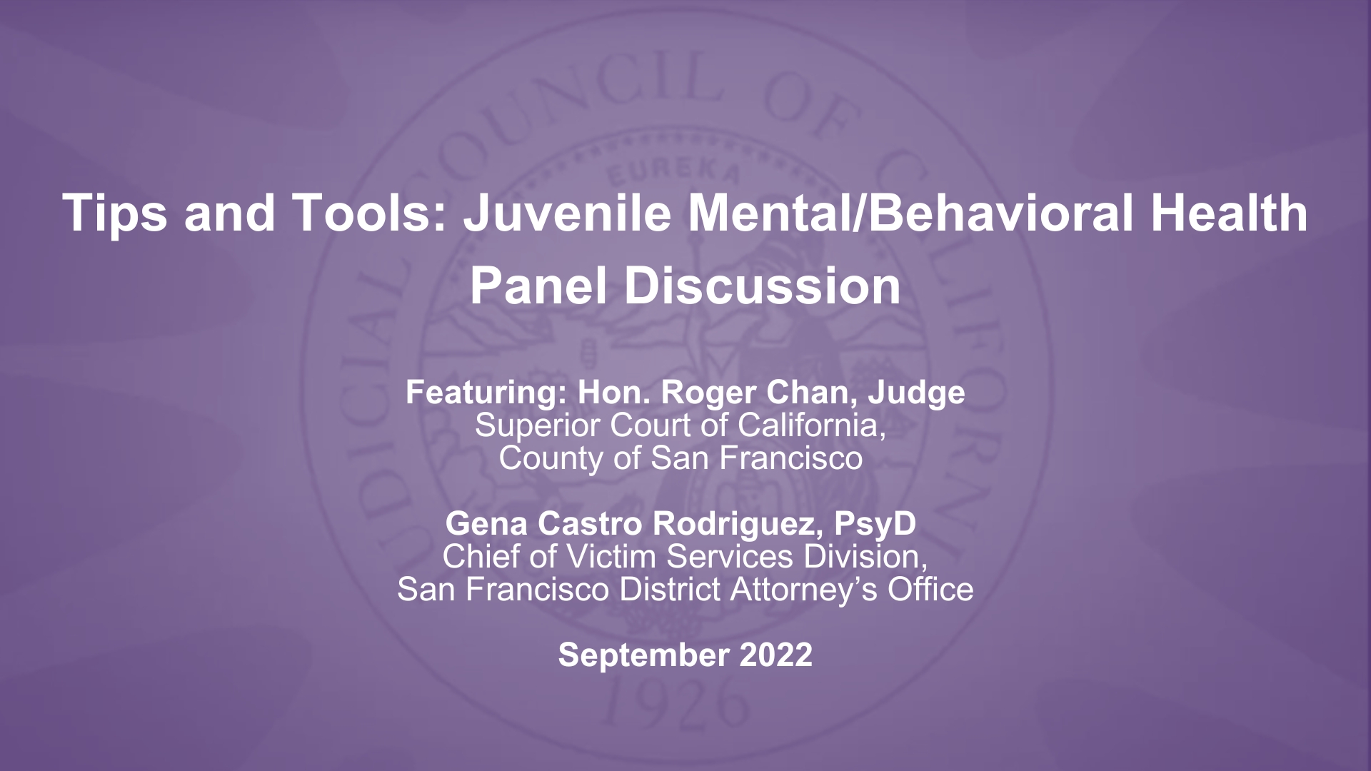 Tips and Tools on Juvenile Mental-Behavioral Health Panel Discussion